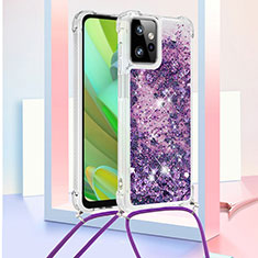 Custodia Silicone Cover Morbida Bling-Bling con Cinghia Cordino Mano YB3 per Motorola Moto G Power 5G (2023) Viola