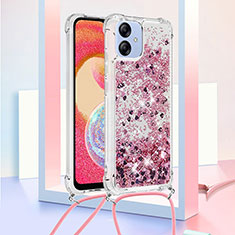 Custodia Silicone Cover Morbida Bling-Bling con Cinghia Cordino Mano YB3 per Samsung Galaxy A04 4G Lavanda