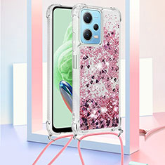 Custodia Silicone Cover Morbida Bling-Bling con Cinghia Cordino Mano YB3 per Xiaomi Poco X5 5G Lavanda