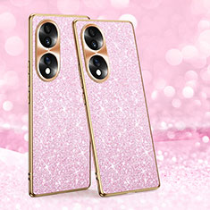 Custodia Silicone Cover Morbida Bling-Bling GS1 per Huawei Honor 70 5G Oro Rosa