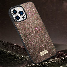 Custodia Silicone Cover Morbida Bling-Bling LD1 per Apple iPhone 14 Pro Max Marrone