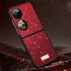 Custodia Silicone Cover Morbida Bling-Bling LD1 per Huawei Pocket S Rosso