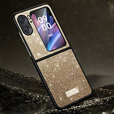 Custodia Silicone Cover Morbida Bling-Bling LD1 per Oppo Find N2 Flip 5G Oro