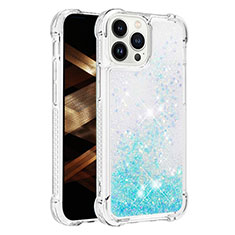 Custodia Silicone Cover Morbida Bling-Bling S01 per Apple iPhone 14 Pro Cielo Blu