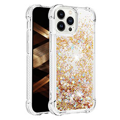 Custodia Silicone Cover Morbida Bling-Bling S01 per Apple iPhone 15 Pro Oro