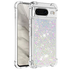 Custodia Silicone Cover Morbida Bling-Bling S01 per Google Pixel 8 5G Argento