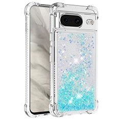 Custodia Silicone Cover Morbida Bling-Bling S01 per Google Pixel 8 5G Cielo Blu