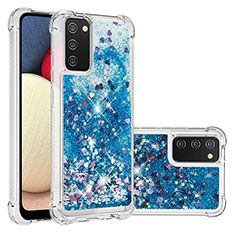 Custodia Silicone Cover Morbida Bling-Bling S01 per Samsung Galaxy A03s Blu