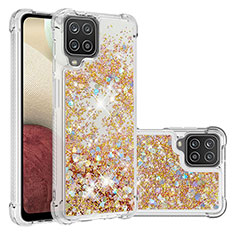 Custodia Silicone Cover Morbida Bling-Bling S01 per Samsung Galaxy A12 5G Oro