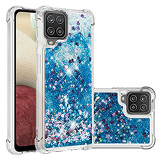 Custodia Silicone Cover Morbida Bling-Bling S01 per Samsung Galaxy A12 Blu