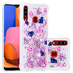 Custodia Silicone Cover Morbida Bling-Bling S01 per Samsung Galaxy A20s Rosa Caldo