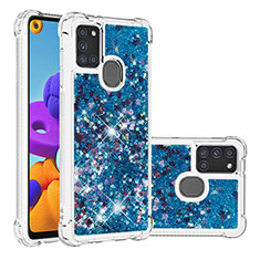 Custodia Silicone Cover Morbida Bling-Bling S01 per Samsung Galaxy A21s Blu