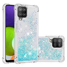 Custodia Silicone Cover Morbida Bling-Bling S01 per Samsung Galaxy A22 4G Cielo Blu