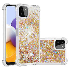 Custodia Silicone Cover Morbida Bling-Bling S01 per Samsung Galaxy A22s 5G Oro