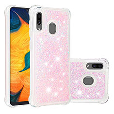 Custodia Silicone Cover Morbida Bling-Bling S01 per Samsung Galaxy A30 Rosa