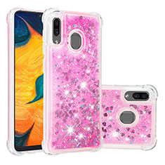 Custodia Silicone Cover Morbida Bling-Bling S01 per Samsung Galaxy A30 Rosa Caldo