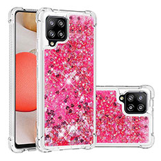 Custodia Silicone Cover Morbida Bling-Bling S01 per Samsung Galaxy A42 5G Rosa Caldo