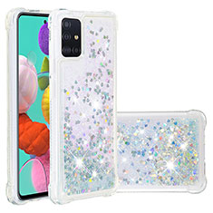 Custodia Silicone Cover Morbida Bling-Bling S01 per Samsung Galaxy A51 5G Argento