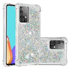 Custodia Silicone Cover Morbida Bling-Bling S01 per Samsung Galaxy A52 4G Argento