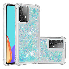 Custodia Silicone Cover Morbida Bling-Bling S01 per Samsung Galaxy A52 4G Cielo Blu