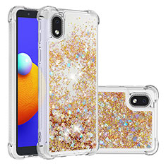 Custodia Silicone Cover Morbida Bling-Bling S01 per Samsung Galaxy M01 Core Oro