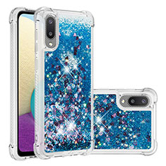 Custodia Silicone Cover Morbida Bling-Bling S01 per Samsung Galaxy M02 Blu