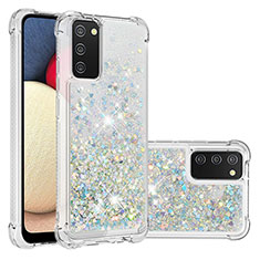 Custodia Silicone Cover Morbida Bling-Bling S01 per Samsung Galaxy M02s Argento