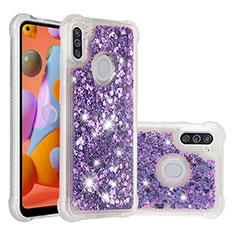 Custodia Silicone Cover Morbida Bling-Bling S01 per Samsung Galaxy M11 Viola