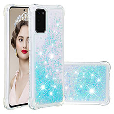 Custodia Silicone Cover Morbida Bling-Bling S01 per Samsung Galaxy S20 Cielo Blu