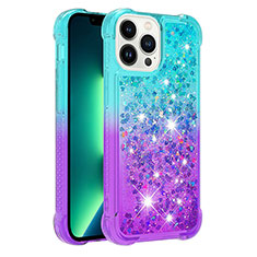 Custodia Silicone Cover Morbida Bling-Bling S02 per Apple iPhone 13 Pro Max Cielo Blu