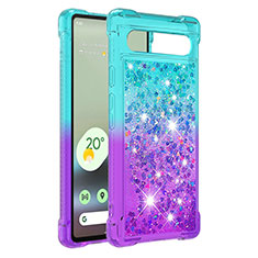 Custodia Silicone Cover Morbida Bling-Bling S02 per Google Pixel 7a 5G Cielo Blu