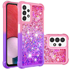 Custodia Silicone Cover Morbida Bling-Bling S02 per Samsung Galaxy A13 4G Rosa Caldo