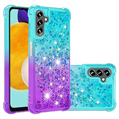 Custodia Silicone Cover Morbida Bling-Bling S02 per Samsung Galaxy A13 5G Cielo Blu