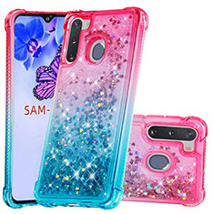 Custodia Silicone Cover Morbida Bling-Bling S02 per Samsung Galaxy A21 European Rosa