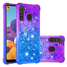 Custodia Silicone Cover Morbida Bling-Bling S02 per Samsung Galaxy A21 Viola