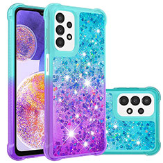 Custodia Silicone Cover Morbida Bling-Bling S02 per Samsung Galaxy A23 4G Cielo Blu