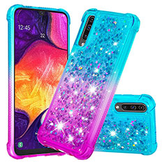 Custodia Silicone Cover Morbida Bling-Bling S02 per Samsung Galaxy A30S Cielo Blu