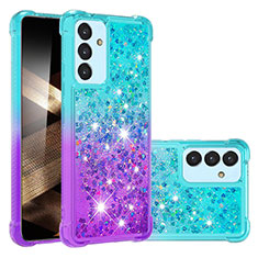 Custodia Silicone Cover Morbida Bling-Bling S02 per Samsung Galaxy A35 5G Cielo Blu