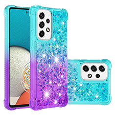 Custodia Silicone Cover Morbida Bling-Bling S02 per Samsung Galaxy A53 5G Cielo Blu