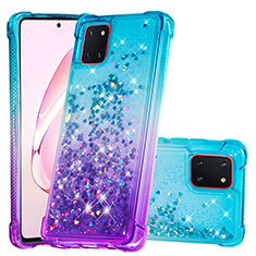 Custodia Silicone Cover Morbida Bling-Bling S02 per Samsung Galaxy A81 Cielo Blu