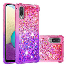 Custodia Silicone Cover Morbida Bling-Bling S02 per Samsung Galaxy M02 Rosa Caldo