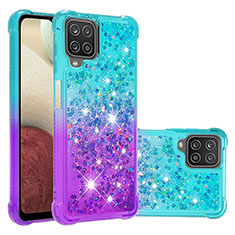 Custodia Silicone Cover Morbida Bling-Bling S02 per Samsung Galaxy M12 Cielo Blu