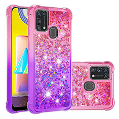Custodia Silicone Cover Morbida Bling-Bling S02 per Samsung Galaxy M21s Rosa Caldo