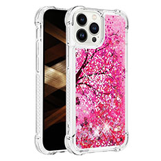 Custodia Silicone Cover Morbida Bling-Bling S03 per Apple iPhone 14 Pro Max Rosa Caldo