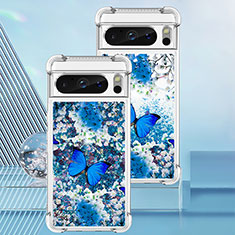 Custodia Silicone Cover Morbida Bling-Bling S03 per Google Pixel 8 Pro 5G Blu