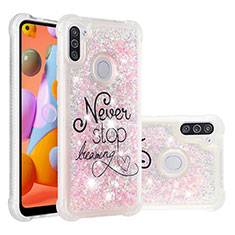 Custodia Silicone Cover Morbida Bling-Bling S03 per Samsung Galaxy A11 Rosa