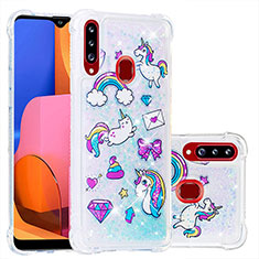 Custodia Silicone Cover Morbida Bling-Bling S03 per Samsung Galaxy A20s Cielo Blu