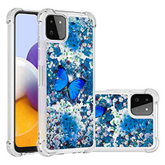 Custodia Silicone Cover Morbida Bling-Bling S03 per Samsung Galaxy A22s 5G Blu