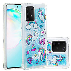 Custodia Silicone Cover Morbida Bling-Bling S03 per Samsung Galaxy A91 Cielo Blu