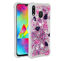 Custodia Silicone Cover Morbida Bling-Bling S03 per Samsung Galaxy M20 Rosa Caldo